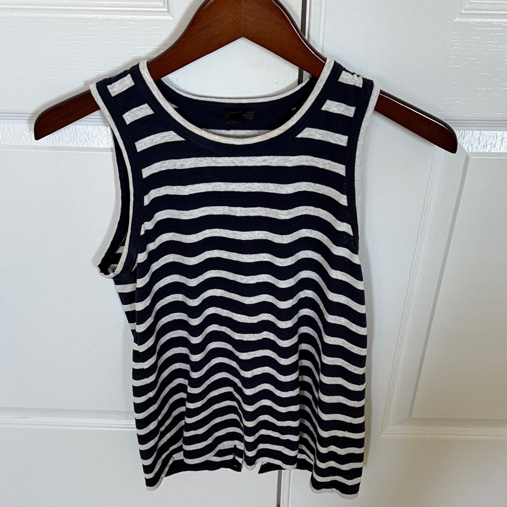 J. Crew Navy and Cream Striped Tank Top